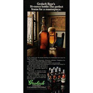 1981 Grolsch Lager Beer Brown Bottle Holland Vintage Print Ad Dutch Wall Art